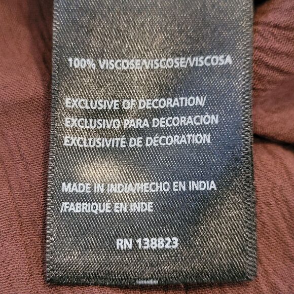 Shyanne Size L Western Top Brown Floral Embroidered Cowgirl Rodeo Boho Knotted - Picture 6 of 8